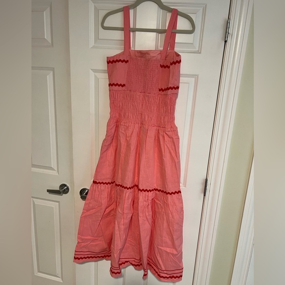 English Factory Linen Cotton Ric Rac Midi Dress - Picture 4 of 6